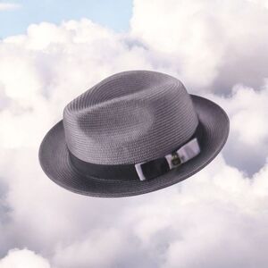MONTIQUE MENS GREY BRAIDED TWO TONE STINGY BRIM PINCH FEDORA HAT. H68.